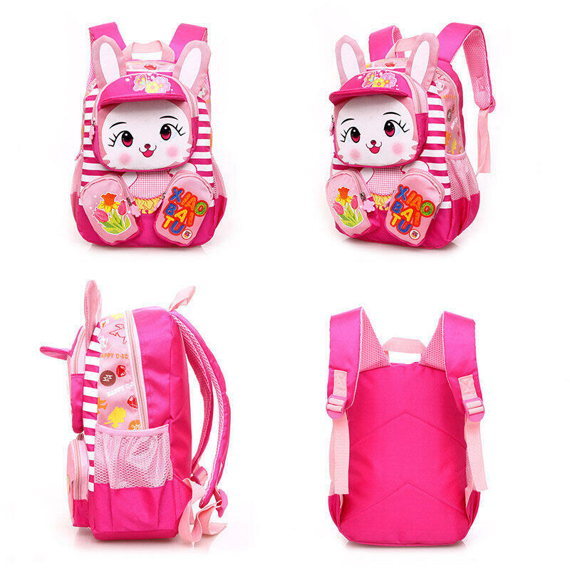 Children Boys School Backpack Canvas Cartoon Cute Rabbit Tiger Girls School Bag Waterproof