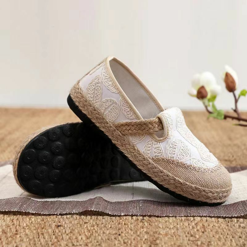 Zapatos informales de suela plana de lino para mujer, calzado suave antideslizante, transpirable, ligero, de lona, talla grande, envío gratis