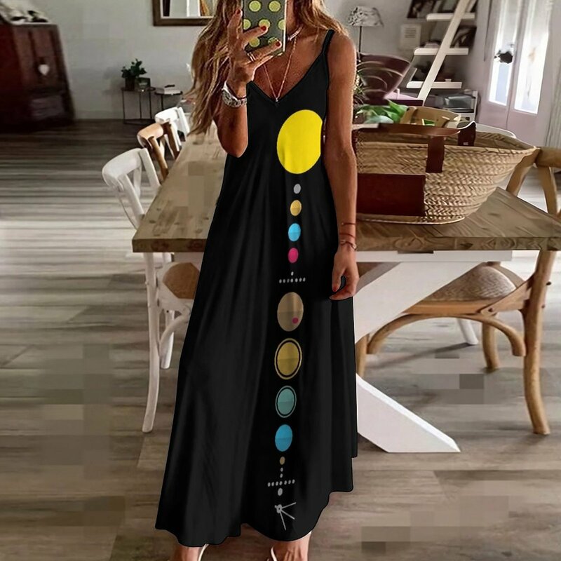 Солнечная система без рукавов платье Длинные платья Вечернее платье для женщин