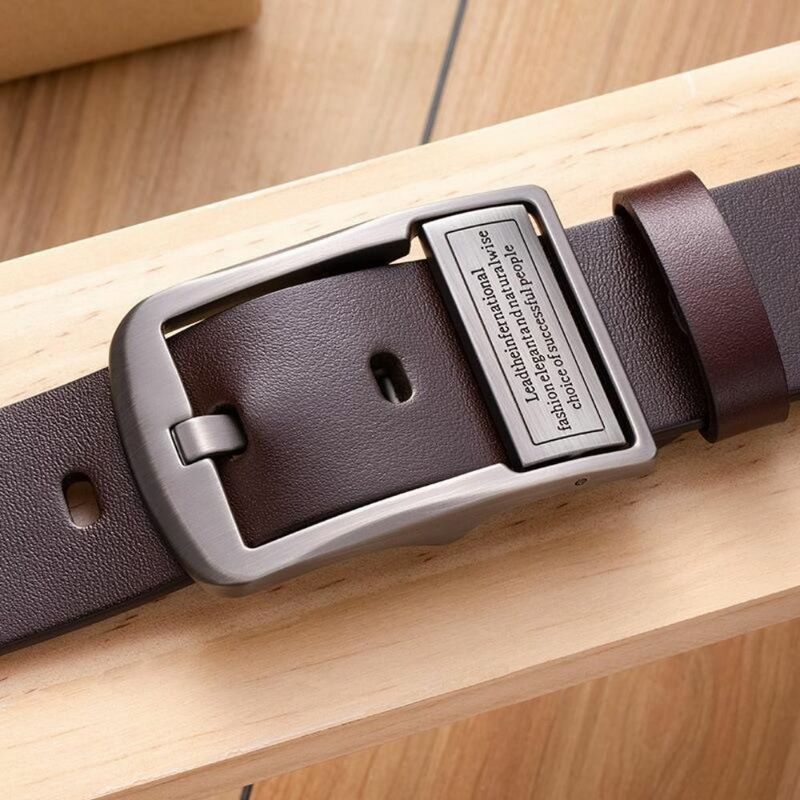 Cinturón de cuero de negocios informal, diseño de lujo versátil, hebilla de Pin, cinturón de vestir para pantalones