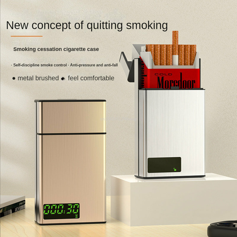 Kotak kunci portabel rokok pintar, kotak penyimpanan tambahan berhenti merokok, artefak kontrol aluminium Aloi
