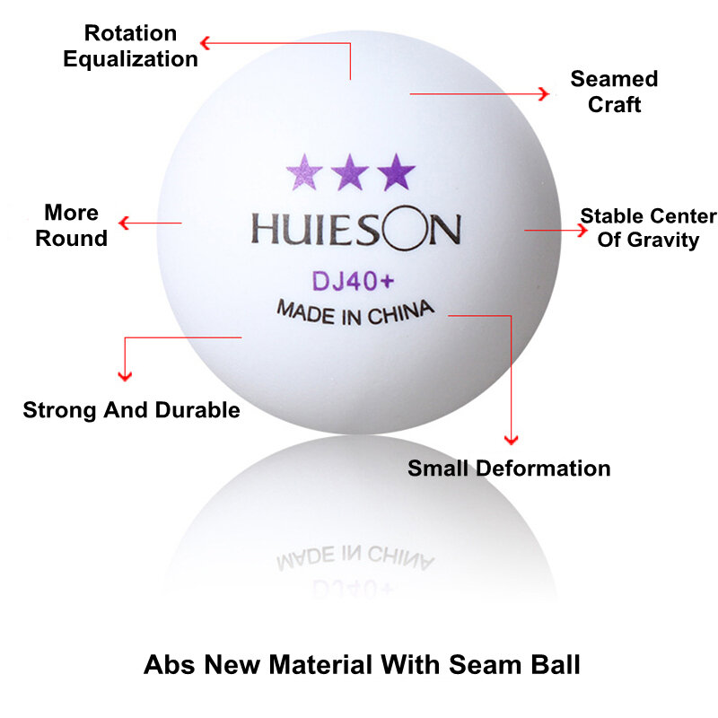 Huieson bola Ping Pong 3 Bintang ABS, bahan baru bola tenis meja profesional 100 30 50 10 buah oranye putih 40mm + 2.8g DJ40 +