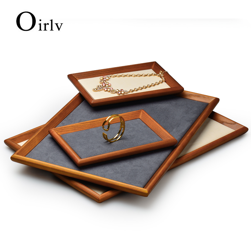 Oirlv-Caja organizadora portátil de cuero para exhibición de Joyas, bandeja, soporte para pendientes, estuche de almacenamiento, escaparate