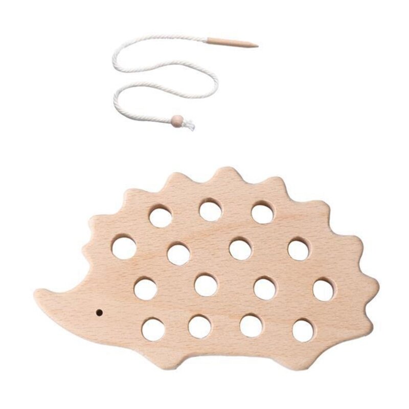 Wooden Hedgehog Threading Board Educational Toy for Kids Hand Eye Coordination Montessori Fine Motor Skills Puzzle Toy