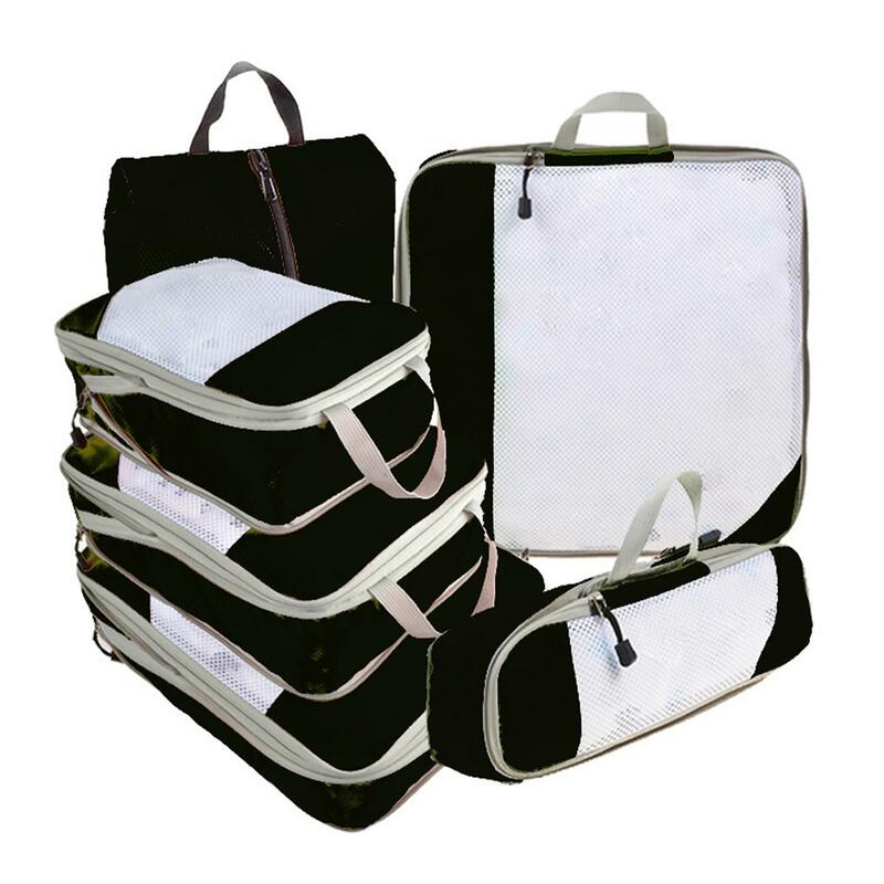 6x kostki do pakowania kompresji podstawowe akcesoria do podróży Organizer walizka bagażowa