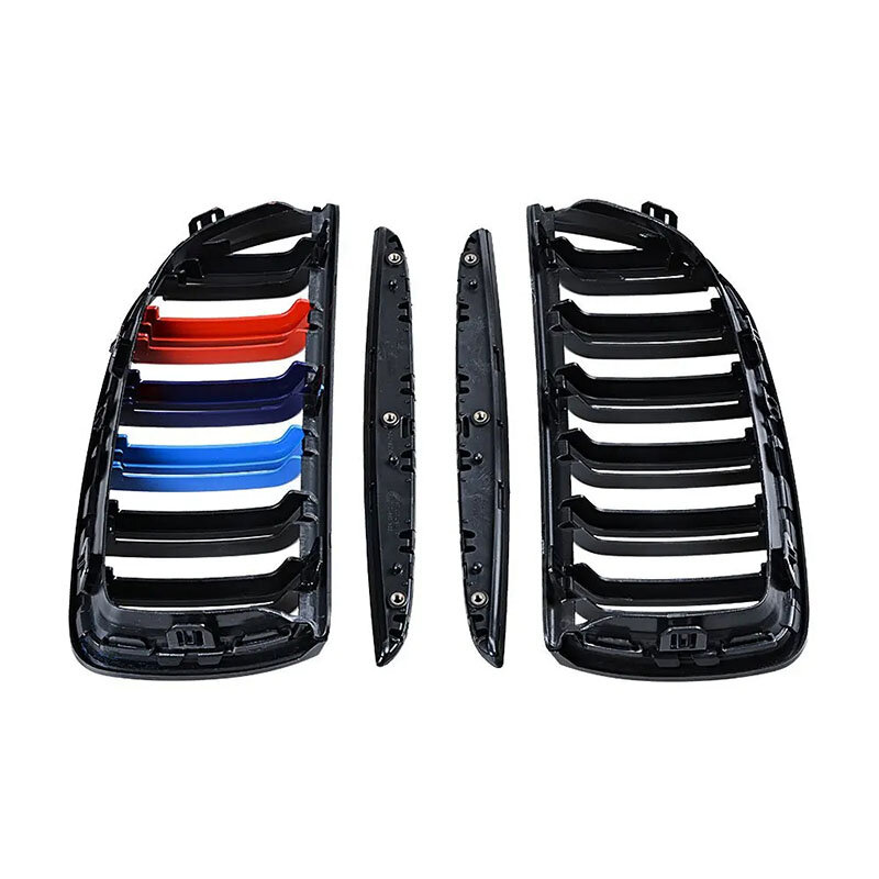 Double slats front bumper grills For BMW 3 series E90 2005 2006 2007 ABS gloss black E90 Front Bumper Racing E90 Grill 4pcs