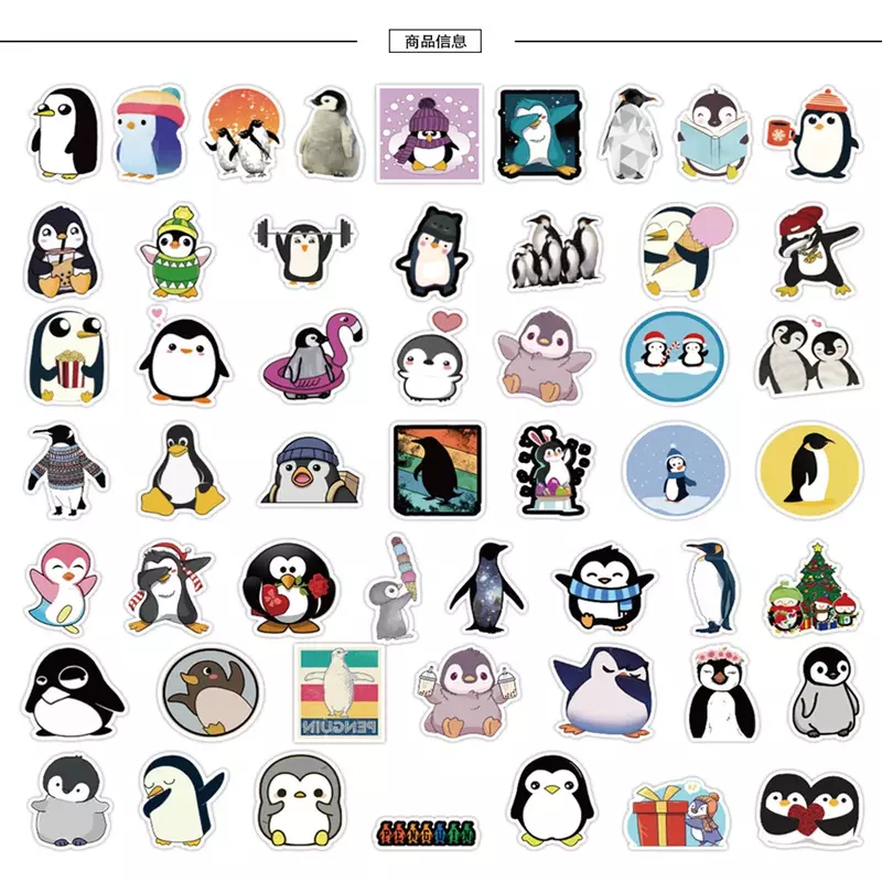 Waterproof Cartoon Penguin Sticker Personalidade Animal Etiqueta Criativa, Guitarra Computador Telefone Skate, Atacado, Novo, 10 pcs, 30 pcs, 50pcs