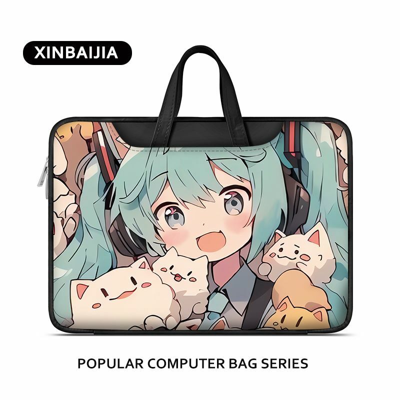 Nuova borsa per computer Anime Hatsune Miku, borsa portatile da viaggio per bella ragazza, PU adatta per Apple iPad 13/15 pollici matebook13
