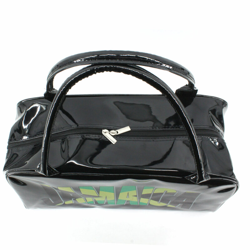 Vintage błyszcząca czarna torebka na ramię torba na siłownię torba podróżna Jamaica