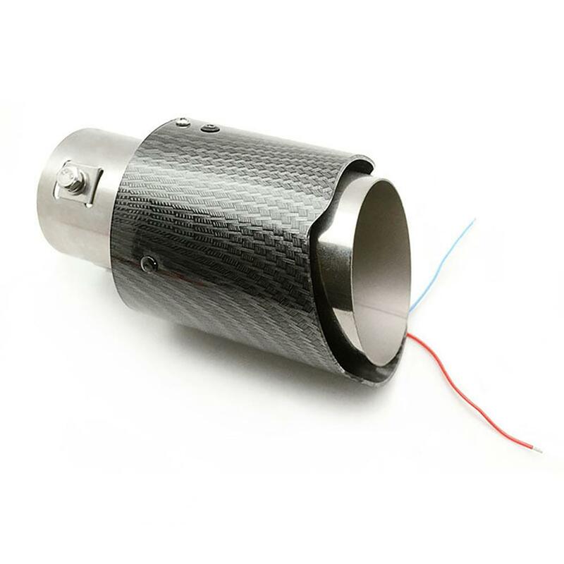 Luminous LED Exhaust Muffler com luzes coloridas, Fibra de carbono Car Tail Pipe Light, fácil instalação