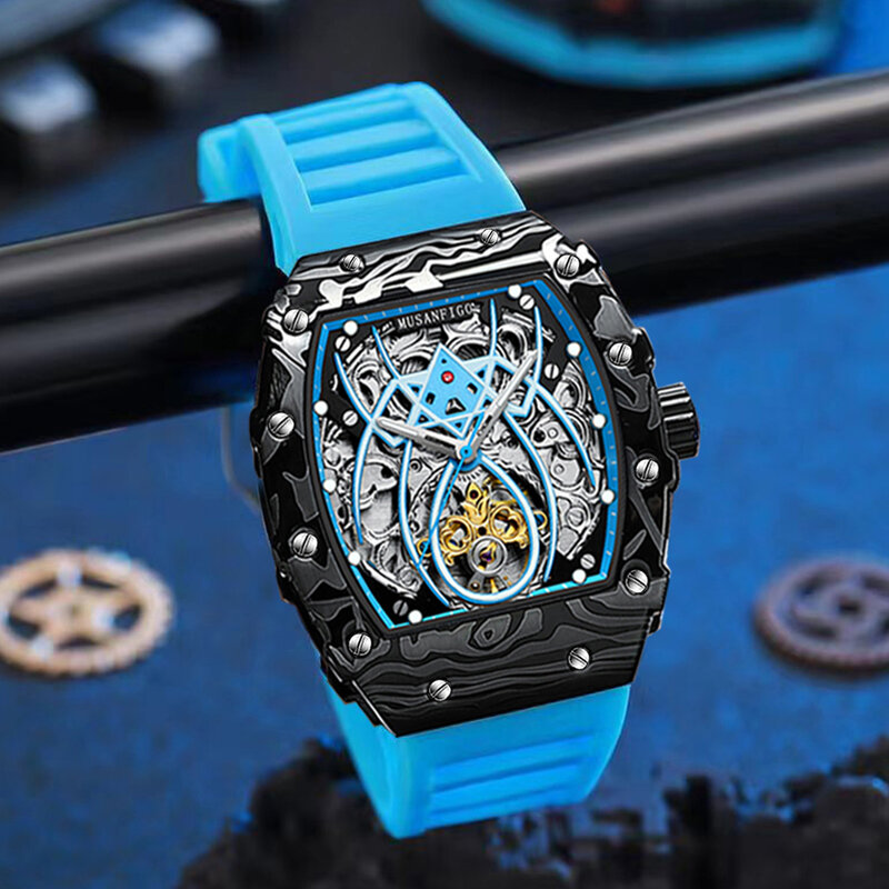 Мужские полностью автоматические механические часы MUSANFIGO, модные мужские часы, светящиеся в темноте водонепроницаемые мужские оригинальные модные часы
