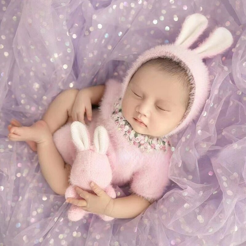 Vestito da coniglio neonato puntelli per fotografia per bambini servizio fotografico per bambini vestito in lana lavorata a maglia fotografia accessori per riprese