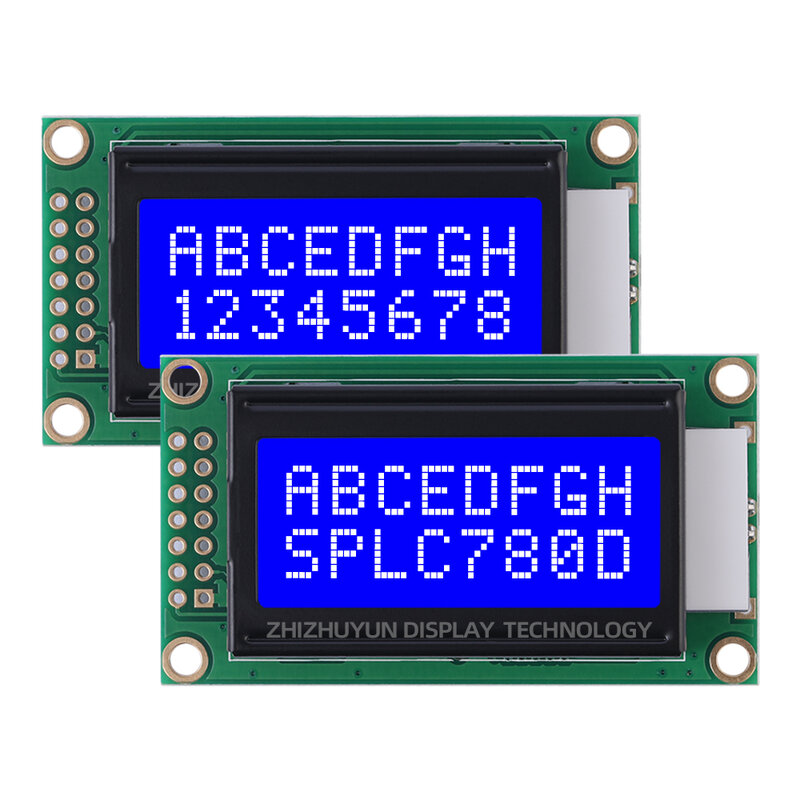 شاشة عرض LCD شخصية ، شاشة شخصية ، ضوء زمردي أخضر ، أسود ، إنجليزي ، LCM ، 14PIN ، 0802b.2