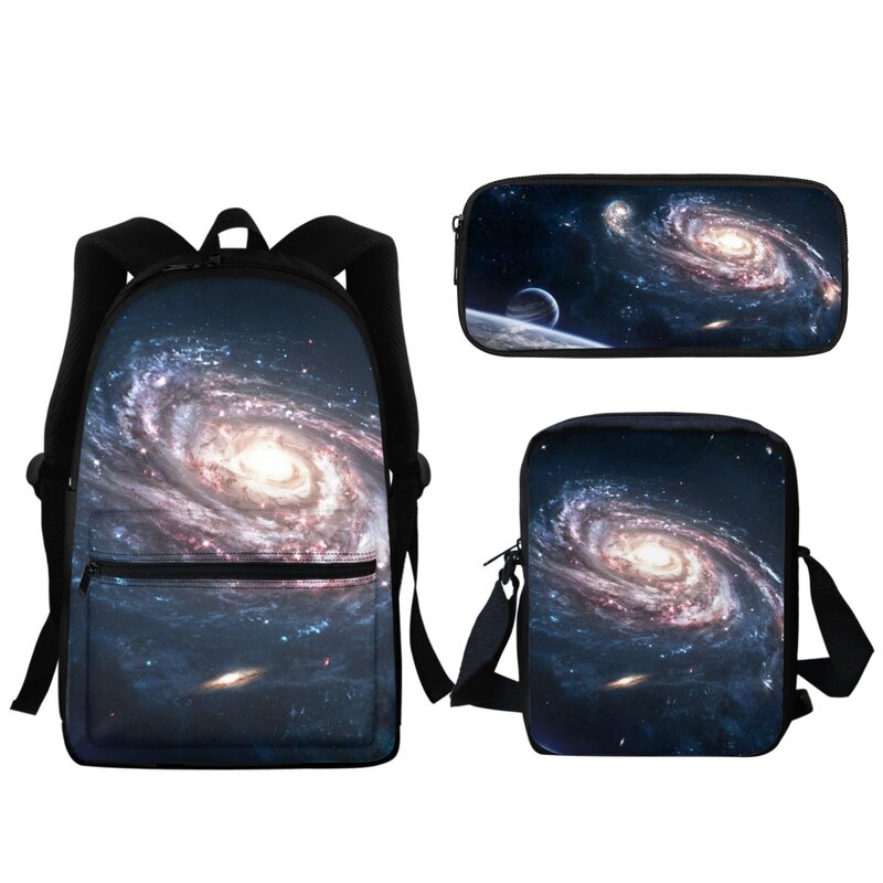 3D Printing Galaxy Kids Backpack School Bag Set for Teen Kids Boys Girls SchoolBags Bookbags Pencil Case Stationery Gift New