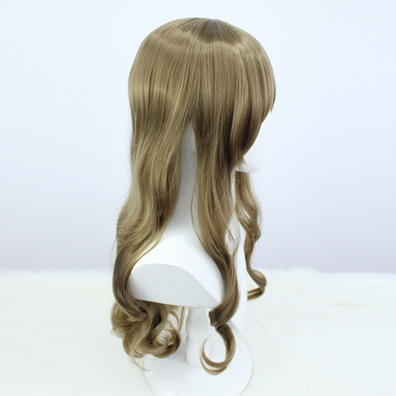 Brązowe peruki Anime Cosplay Periwig długa symulacja kręcone włosy dla dorosłych Cos kostium nakrycia głowy kobiety akcesoria do Halloween