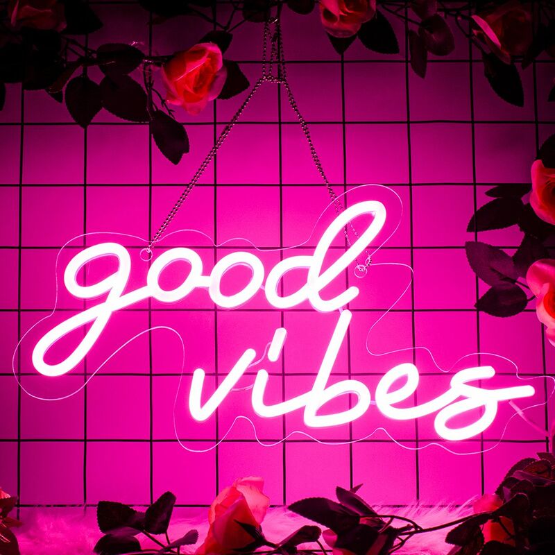 Good Vibes Neon Sign Wedding Wall Hanging USB Led Neon Light Signs Just Relax Led Night Lights Bedroom Decoration Room Decor HOT