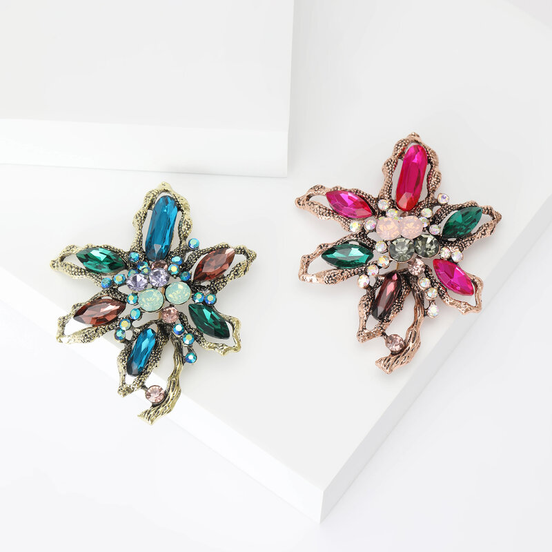 Bros bunga berlian imitasi trendi untuk wanita pin botani uniseks 2 warna tersedia Hadiah Aksesori pesta kasual