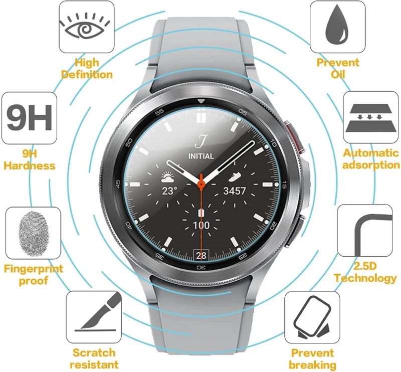 Закаленное стекло для Samsung Galaxy Watch 5 4 40/44 мм, Защита экрана для Samsung Watch 4 Classic 42/46 мм 3 41/45, защитная пленка