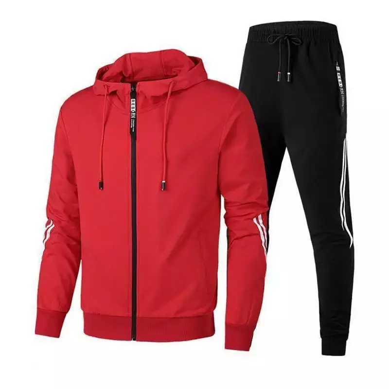 Men's winter sportswear set, solid color hoodie and drawstring sports pants, loose casual sportswear, men's slim fit fashion sty