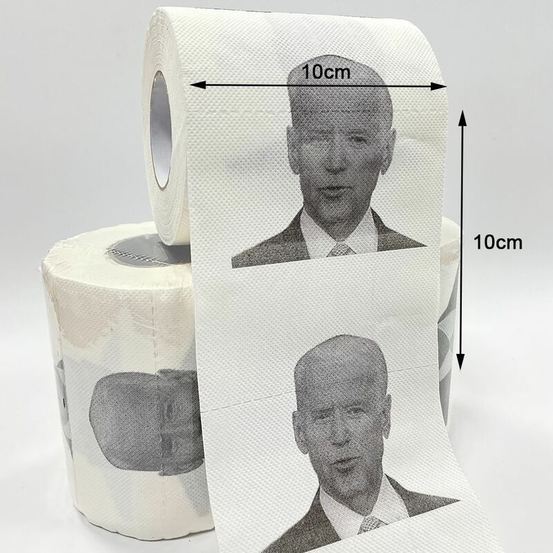 Papel higiénico con patrón de Joe Biden para baño, servilleta de papel divertido de 3 capas, rollo de pañuelos de broma, novedad, 150 hojas