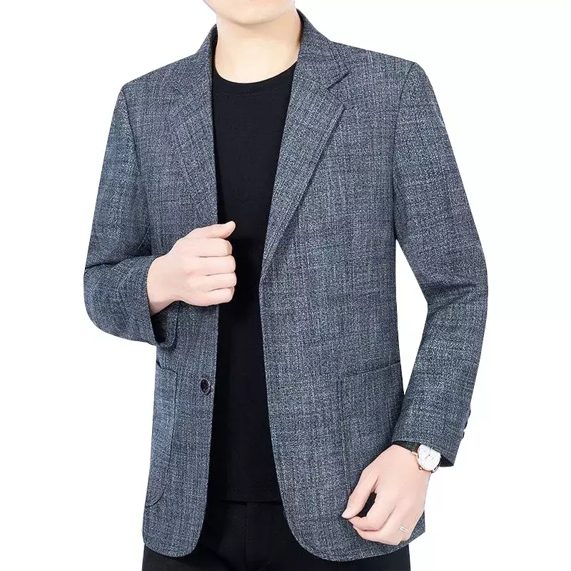 용수철 남성용 얇은 캐주얼 블레이저 재킷, 비즈니스 격자 무늬 정장 코트, 남성 슬림 블레이저 재킷 코트, 남성 의류, 4XL, 신제품