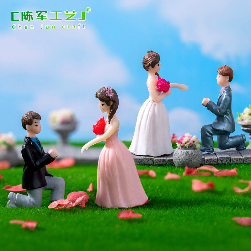 Mini coppia romantica figurine figure di nozze nonna nonno giardino Miniacture figurine regali di san valentino decorazioni per la casa fai da te