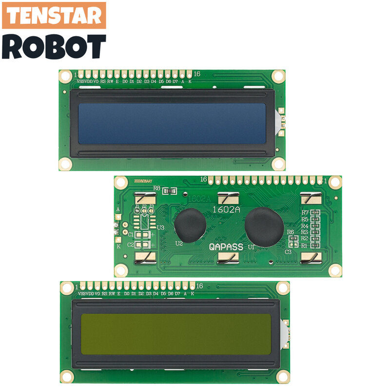 아두이노용 녹색 화면 및 흰색 코드, LCD1602 1602 모듈, 16x2 문자 LCD 디스플레이 모듈, 1602 5V, 1 개