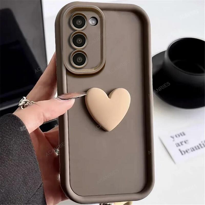 S 22 23 21 20 Cute 3d Love Heart Silicone Case For Samsung Galaxy S22 S21 S20 S23 Fe Ultra Plus 5g Women Matte Back Cover S20fe