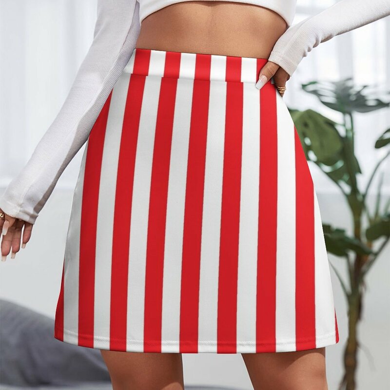 Полосатая мини-юбка в полоску, красно-белая