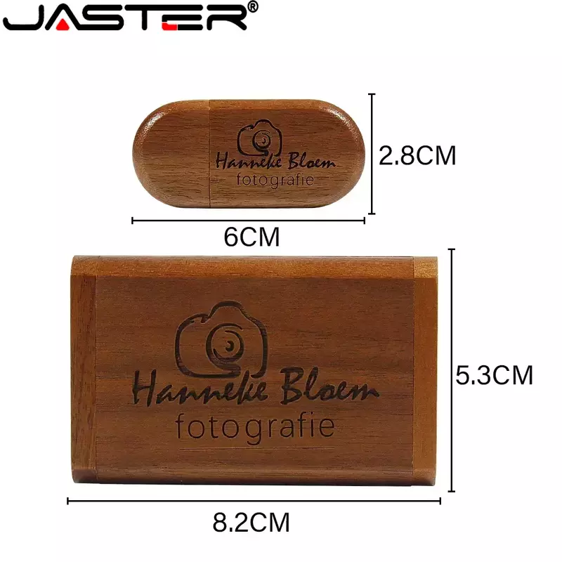 JASTER Creative Wooden 50PCS/LOT USB 2.0 Flash Drive 128GB Free Custom Logo Pen Drive 64GB Memory Stick Photography Wedding Gift