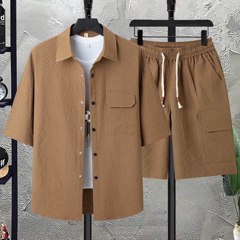 Conjuntos de roupas esportivas casuais masculinos, camisas e calções, moda masculina, verão, novo estilo, tamanho grande M-4XL, 2022