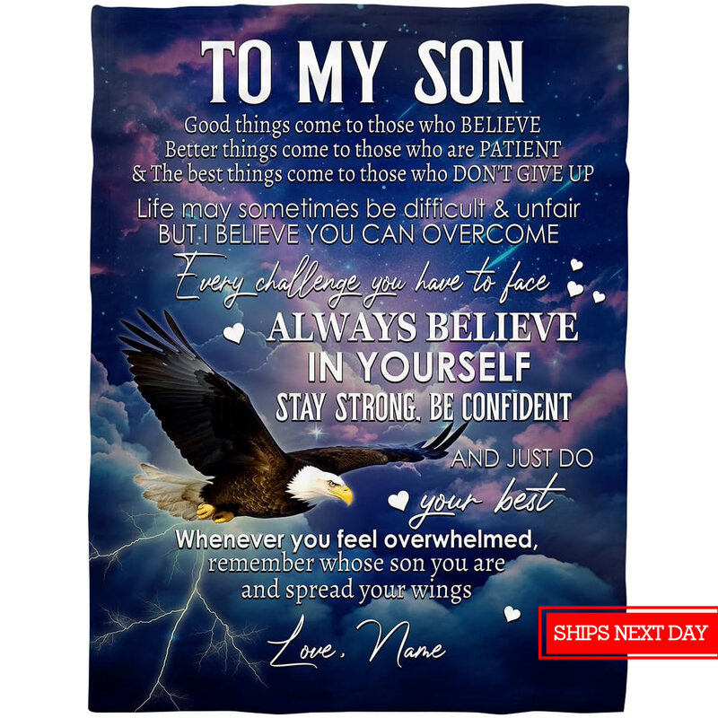 son, for Customized gift blanket my as a personalized eagle flannel blanket as a birthday gift for my son