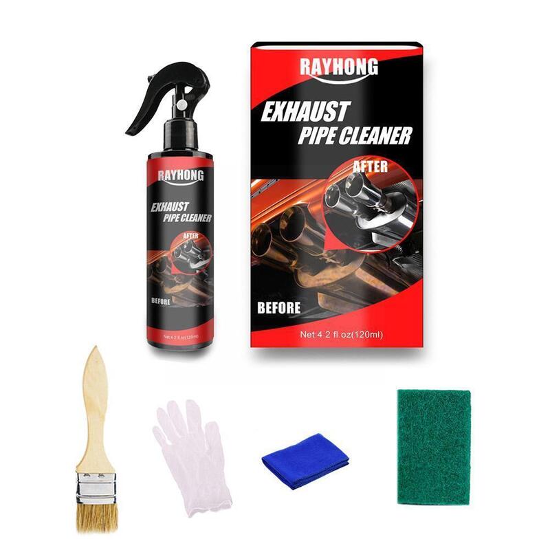 Kit de limpiador de tubo de escape de coche, 120ml multiusos de espray, mantenimiento de desoxidación de Metal, para motocicleta y coche, E7M3