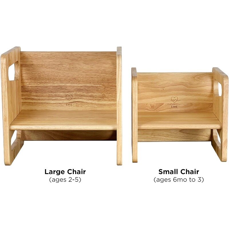 Set meja dan kursi, Meja balita kayu padat, kursi kubus untuk balita, kayu keras asli, furnitur anak-anak
