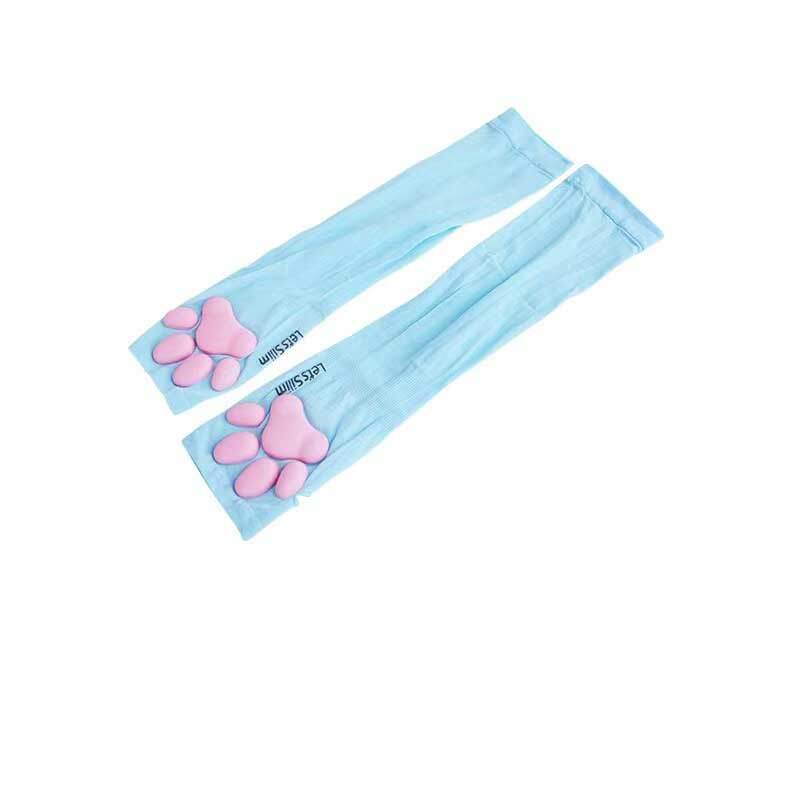 여성용 3D 실리콘 핑크 고양이 발톱 패드, 부드러운 손가락없는 푹신한 햇빛 차단, 시원한 소매, 귀여운 장갑, 긴 튜브, 신제품