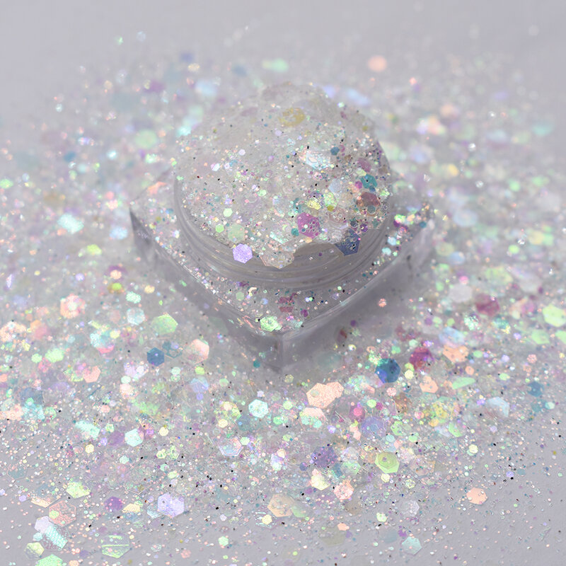 10 g/saco misturado chunky pó glitter lantejoulas sparkly flocos fatias manicure corpo/olho/rosto acessórios glitter suprimentos