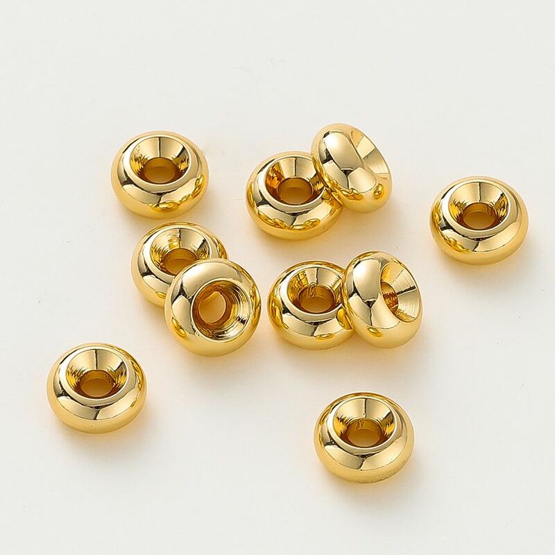 14K/18K Gold Plated 10-30Pcs 3/4/5/6/8mm Spacer Beads for DIY Necklace Bracelet Jewelry Making Supplies Accessories Wholesale
