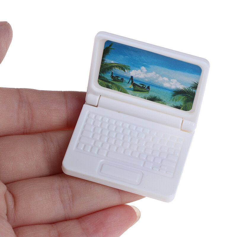 Kreatywny prezent domek dla lalek miniaturowy nowoczesny komputer akcesoria meblowe dla zabawka dla dzieci lalki laptop losowy kolor