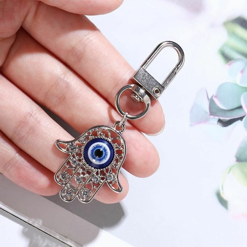 Trinkets Bag Pendant Car Accessories Cartoon Key Ring Holder Evil Eye Keychain Hamsa Hand Keyring Amulet Buddha Hand Keychains