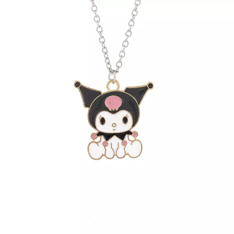 Sanrio Kuromi-collar de aleación de Hello Kitty para hombre y mujer, colgante blanco y negro, joyería, accesorios de Anime, regalo para pareja