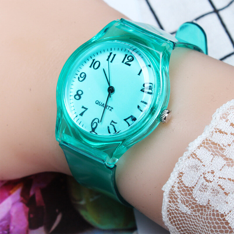 Reloj de cuarzo para niños, pulsera de plástico transparente, relojes deportivos para niños, niñas y niños