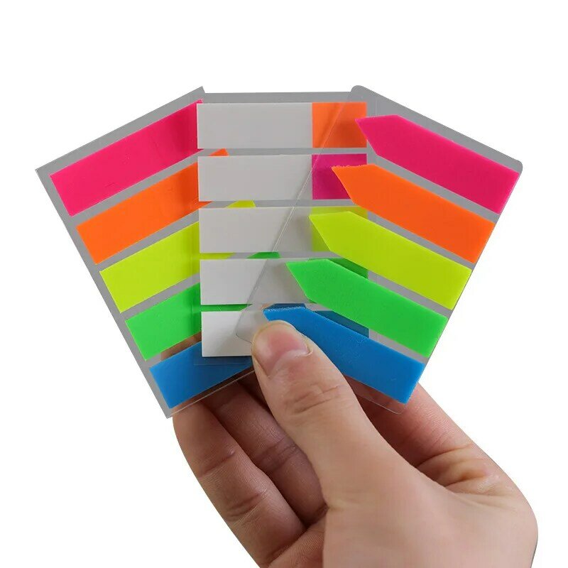 Frische Regenbogen Farbe Memo Pad Sticky Student Mark Zerreißbar Klassifizierung Index Paste PET Büro Hinweis Schreibwaren Liefert