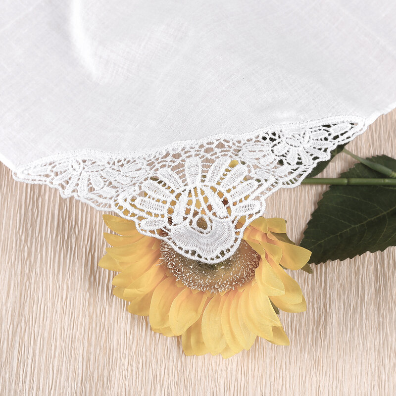 3/6pcs Unisex Cotton Handkerchief  Soft Washable Hanky Soluble Lace White Hand Towel Pocket For Wedding Party Gift 43x43cm