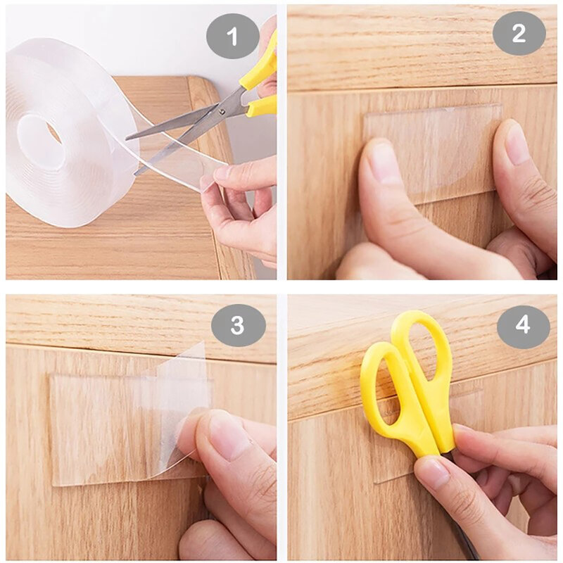 Nano Double-Sided Tape Grip riutilizzabile Traceless rimovibile adesivo trasparente adesivo cucina bagno nastri lavabili