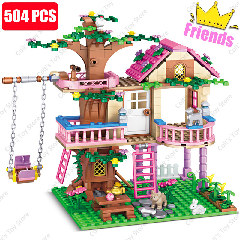 2024 ragazze Friendship Tree House Villa Castle Building Blocks Classic Friends modello di ragazza figure giocattoli per bambini regalo di compleanno