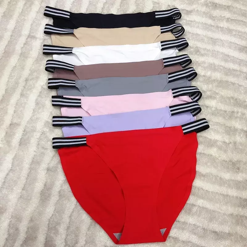 티팬티 메쉬 브리프 단색 여성 속옷, 섹시 스트라이프 속옷, 2024 신상