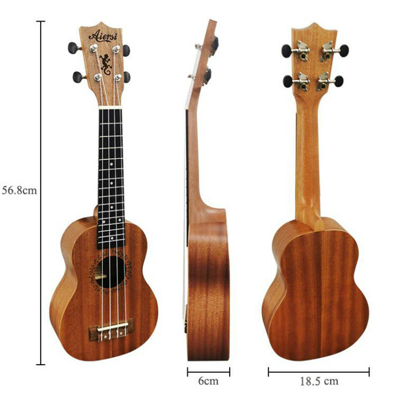 Aiersi-ukelele Soprano de caoba de 21 pulgadas, instrumento musical, mini guitarra Hawaiana de 4 cuerdas, regalos, paquete completo