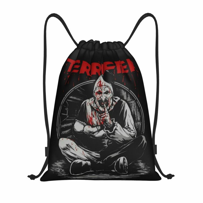 Halloween Horror Movie Terrifier payaso bolsa con Cordón portátil, deportes, gimnasio, mochilas de entrenamiento