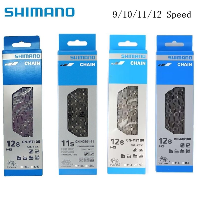 Shimano-Corrente de Bicicleta, MTB Road Bike Chains, 9s, 10s, 11s, 12s, HG54, HG95, HG601, M8100, original