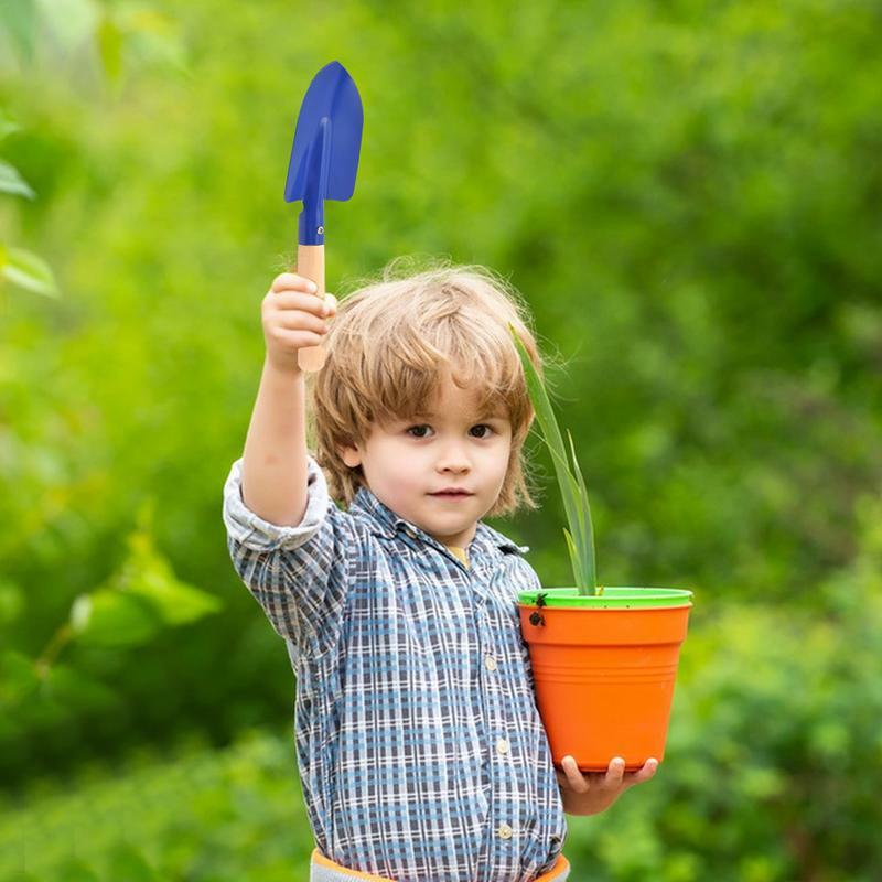 Juego de herramientas de jardinería para niños, juguetes de arena, herramientas de mano, pala de rastrillo, herramientas de excavación de patio trasero al aire libre, plantación pequeña cómoda resistente
